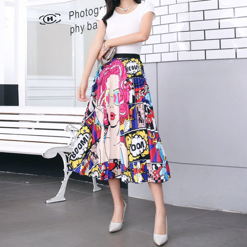 Cartoon Pattern Pleated Skirt