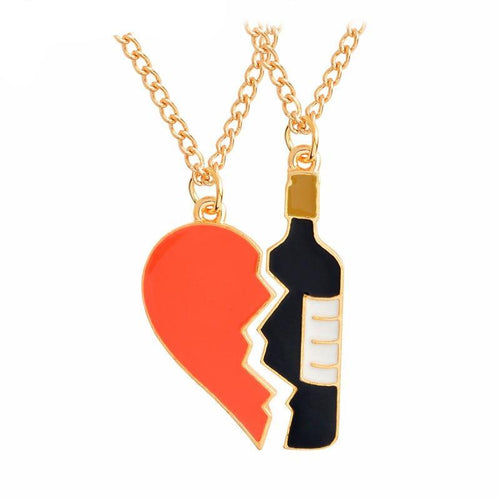 Heart and Wine Pendant 2 Piece Necklace