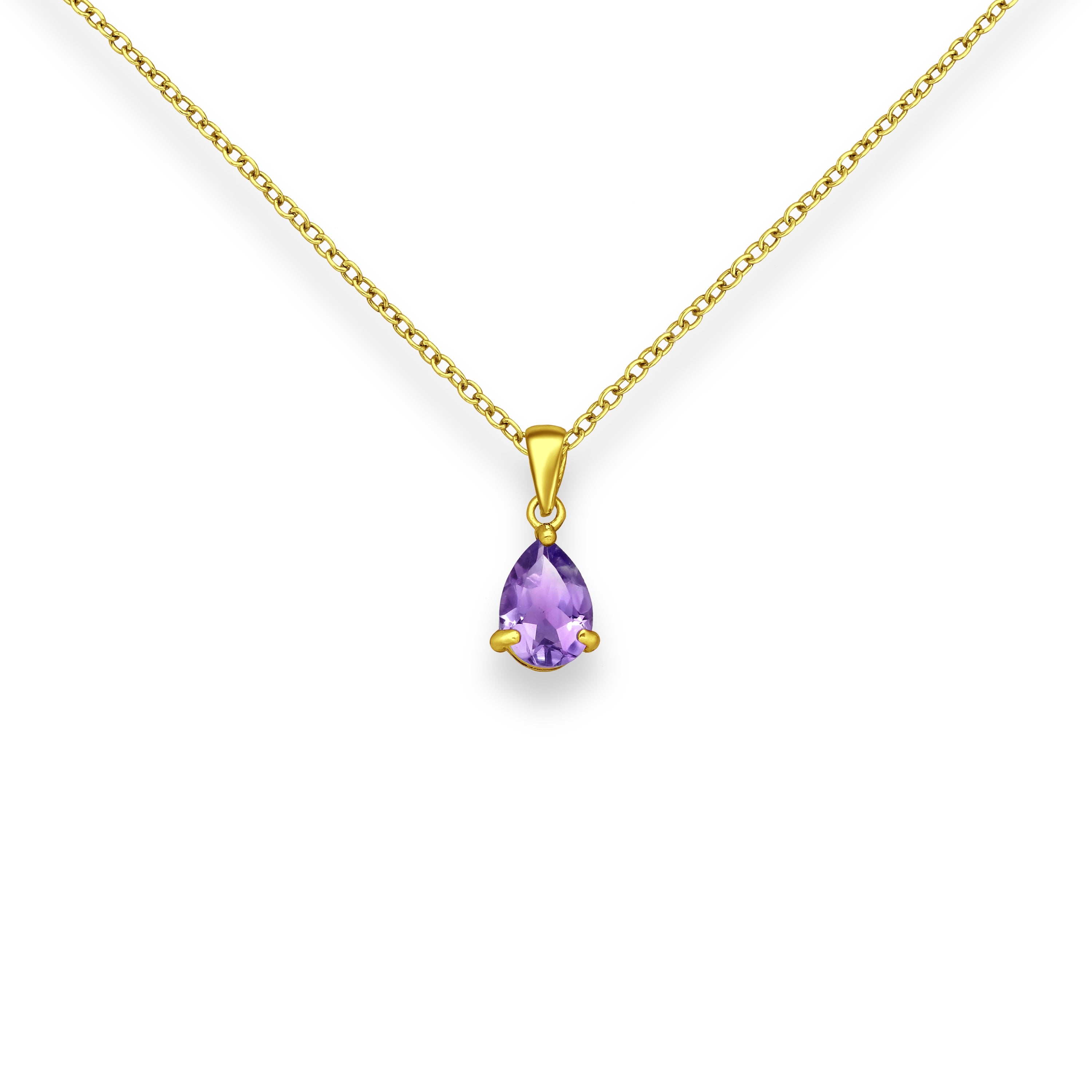 Teardrop Crystal Amethyst Necklace