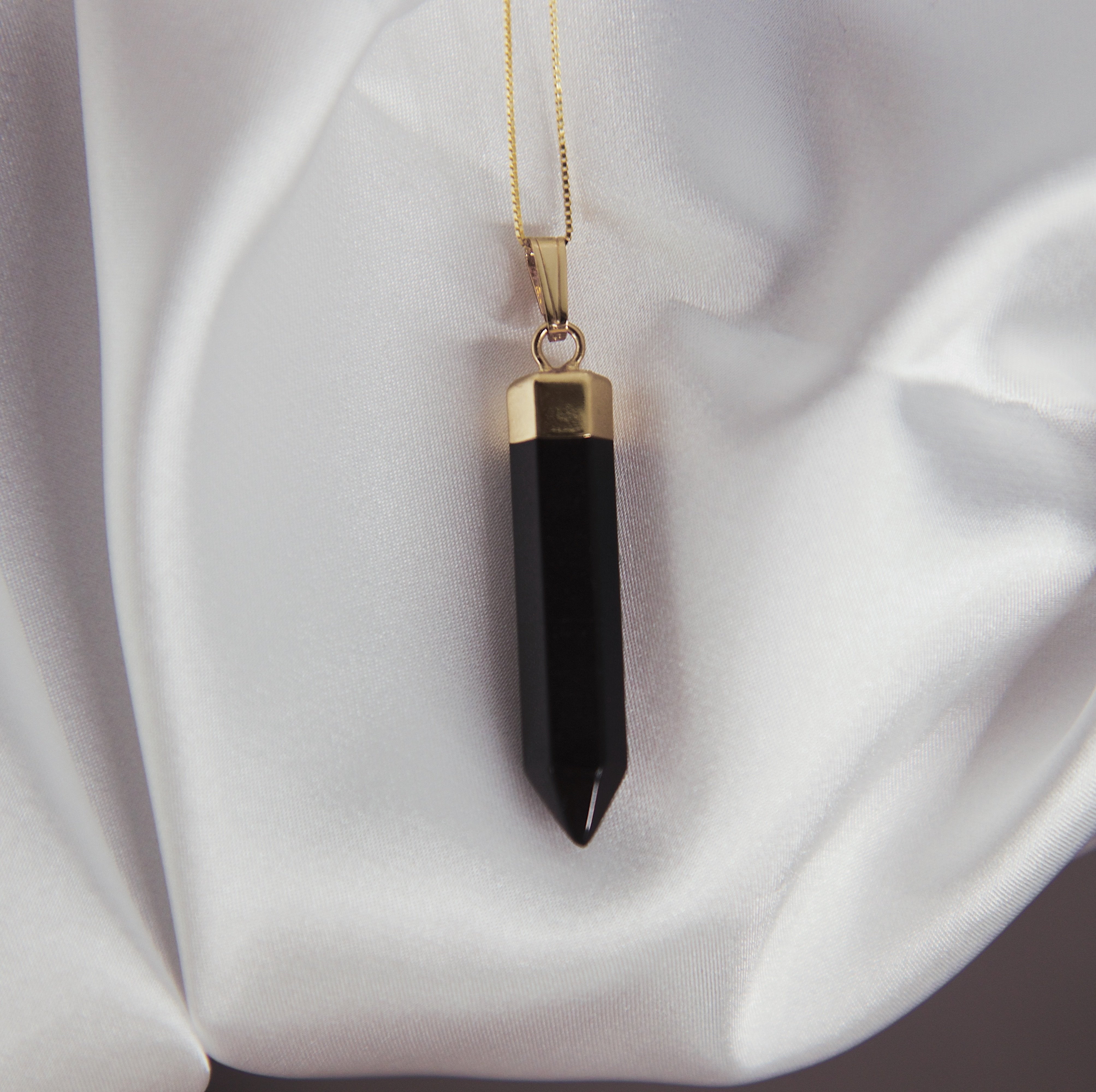 beeded black obsidian necklace