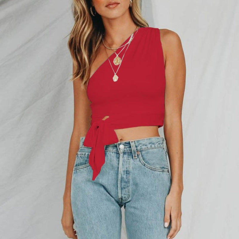 Women's sexy cropped knot t-shirts
