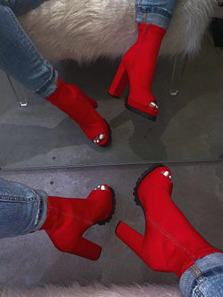 red peep toe booties