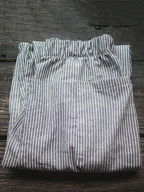 Linen Gray Striped Pants Women – Fashionshoeshouse