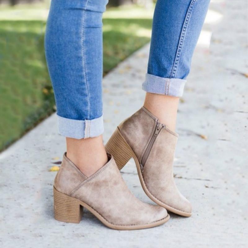 tan booties low heel