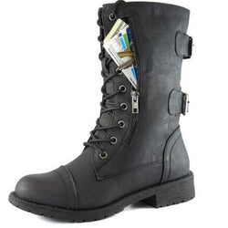 black combat lace up boots