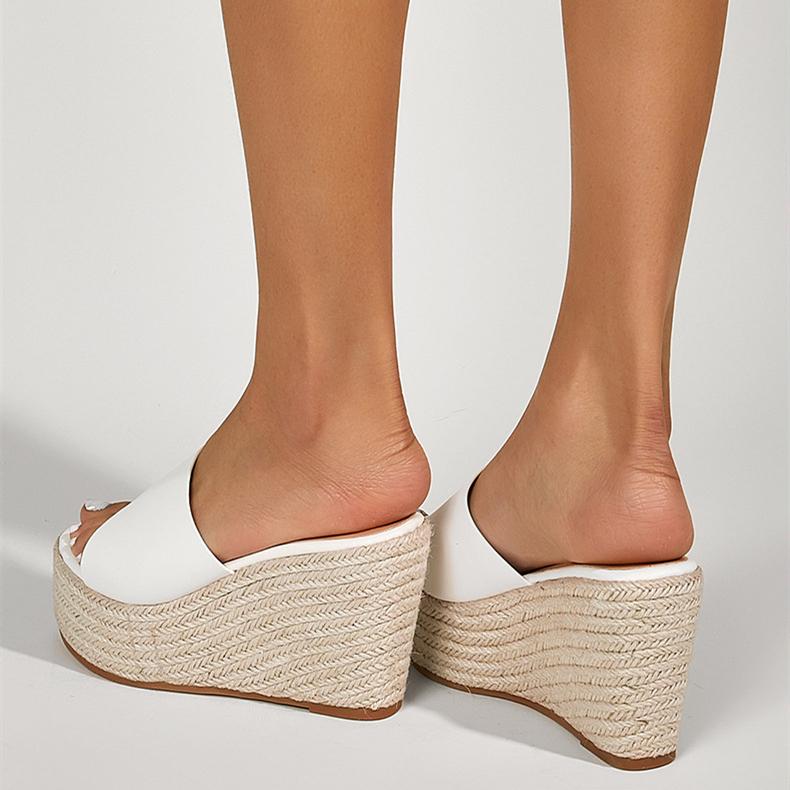 Women's white thick platform wedge arch suppport slide sandals ...
