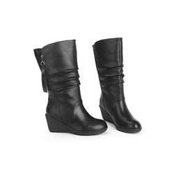 black wedge calf boots