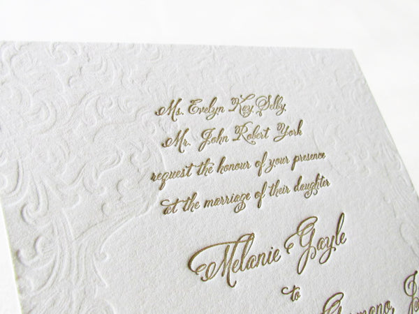 classic letterpress wedding invitation