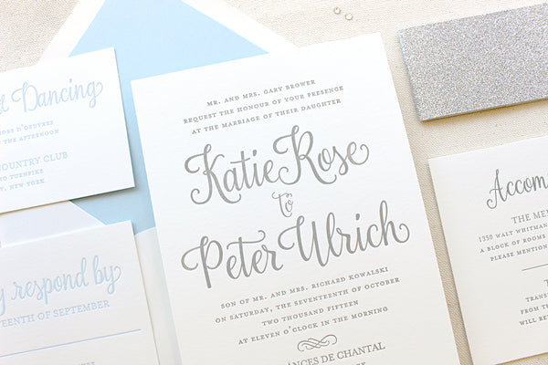 letterpress wedding invitation suite winter