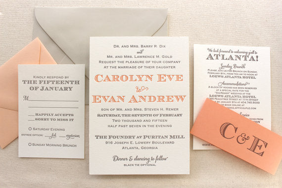 letterpress wedding suite laurel