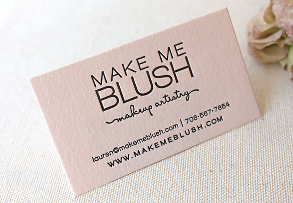 letterpress business card stationery blush pink