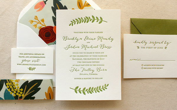 letterpress wedding invitation