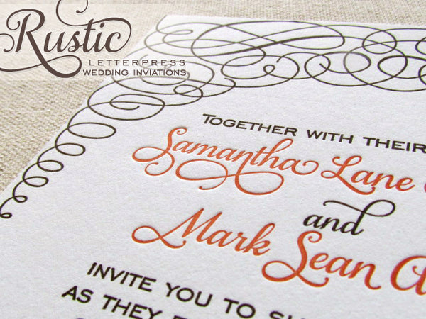 letterpress wedding invitation rustic