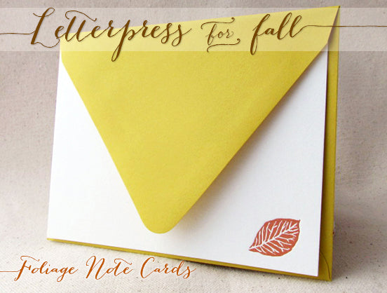 letterpress foliage note card stationery