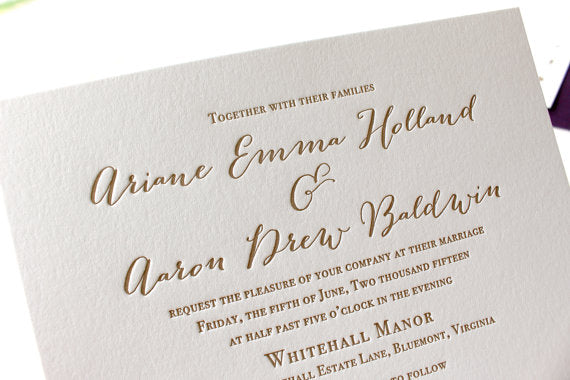 letterpress wedding invitation wildflower suite