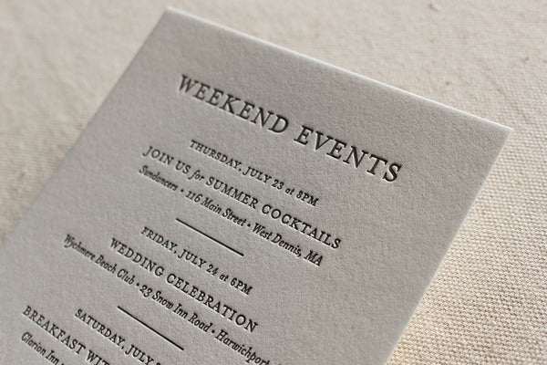 letterpress wedding invitation info card lily