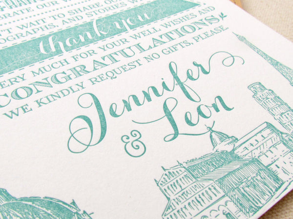 letterpress announcement elopement europe wedding