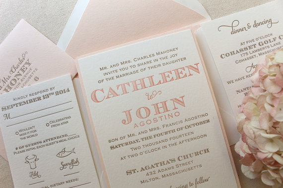 letterpress wedding invitation suite laurel