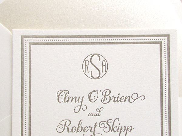 letterpress wedding invitation casual beach