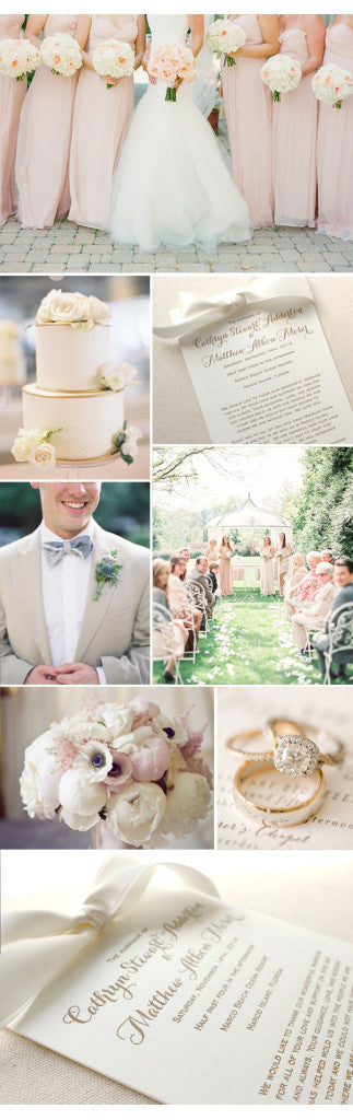 letterpress wedding invitation program collage