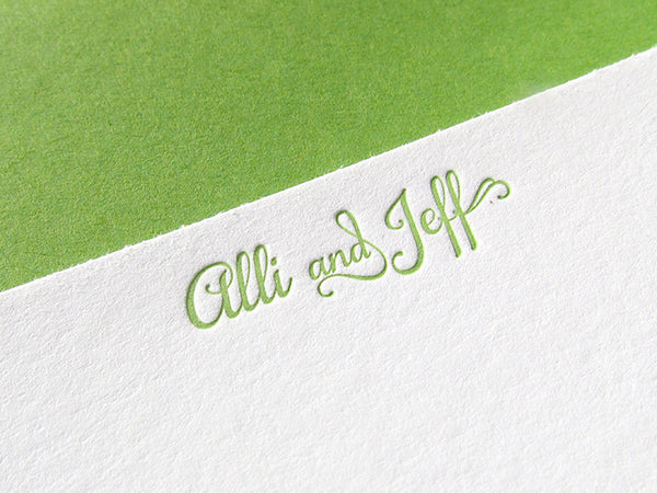 letterpress wedding stationery spring green