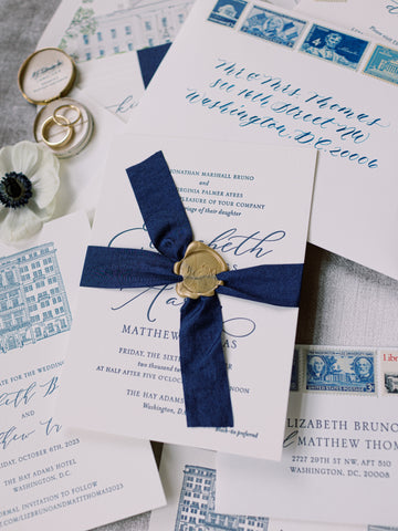 Hand Dripped Wax Seals with letterpress printed wedding invitations by Dinglewood Design and Press