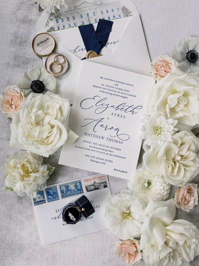 Color palette, illustrations, typestyles and textures are all design decisions made when an invitation suite is customized to tell your unique story.   And we love to tell a good story!