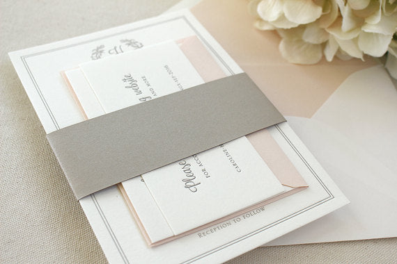Garden inspired letterpress wedding invitations