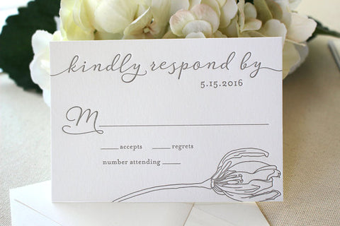 Spring Lily Letterpress Wedding Invitation Suite