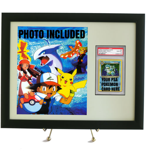 Pokemon Card Frame for a PSA Pokemon Card w/ 8 x 10 Pokemon Print (INCLUDES PHOTO)