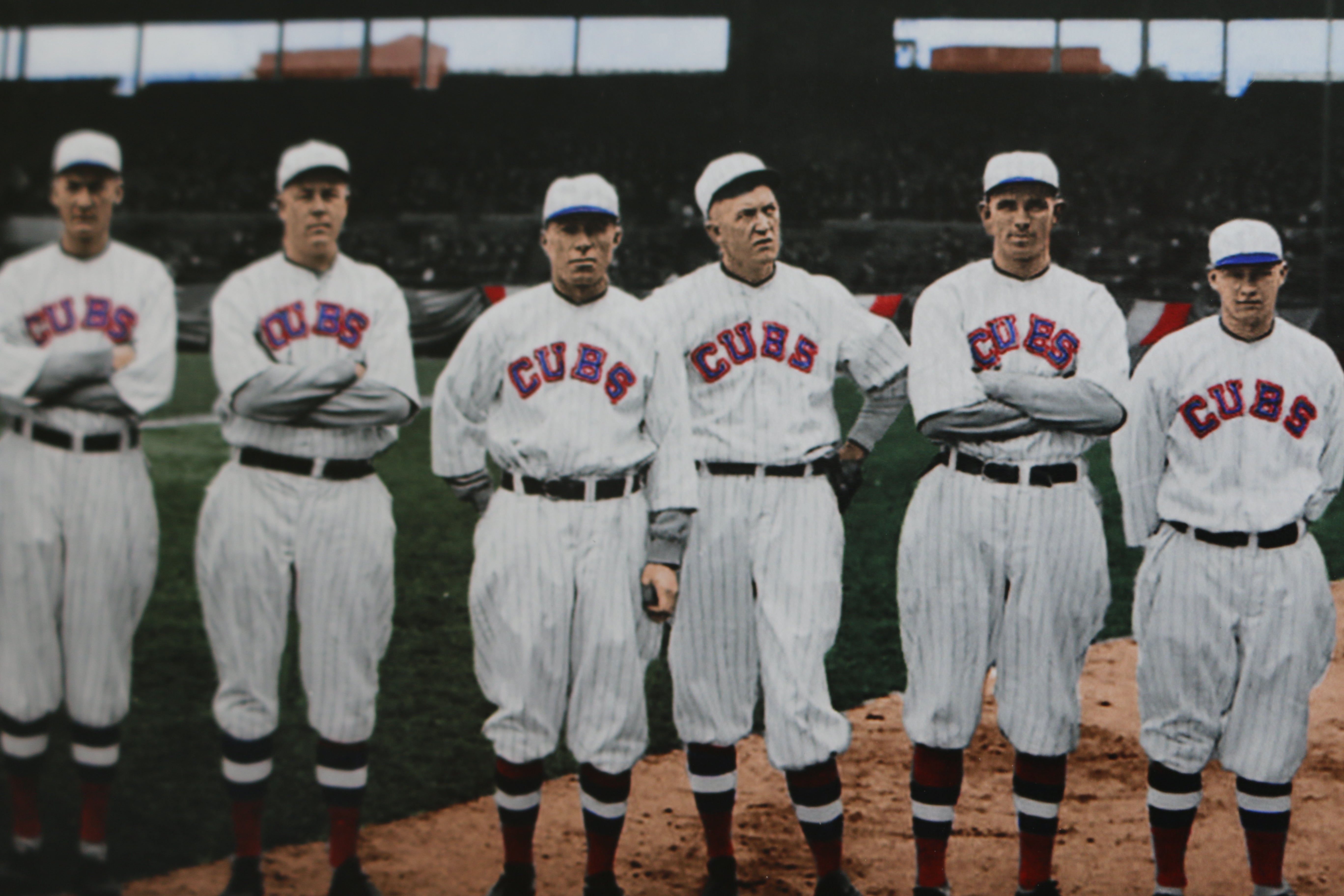 VINTAGE 1918 CHICAGO CUBS PANORAMIC PRINT 11.750 X 36 W/DOUBLE FAUX MATTE