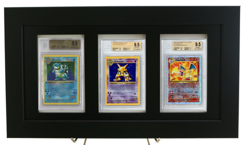 Framed Display for (3) BGS Beckett Graded Pokemon Cards