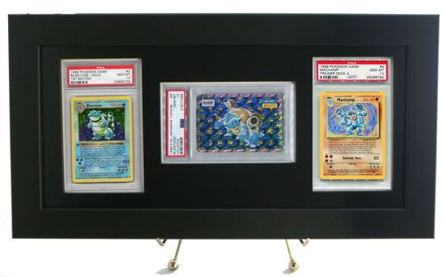 Pokemon Card Frame/Display for (2) Vertical & (1) Horizontal PSA Pokemon Cards-Black Design