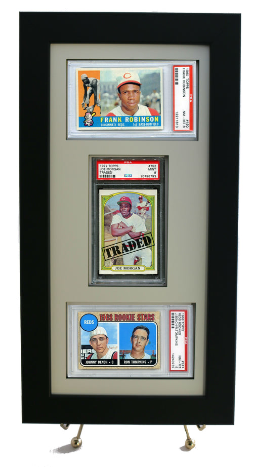 Sports Card Frame for Three PSA Graded Cards (2 Horizontal/ 1 Vertical) New-White Design