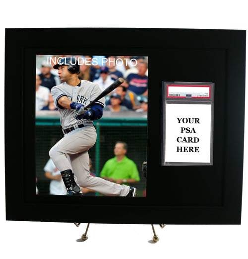 Sports Card Frame for YOUR PSA Derek Jeter Graded Card (INCLUDES PHOTO)