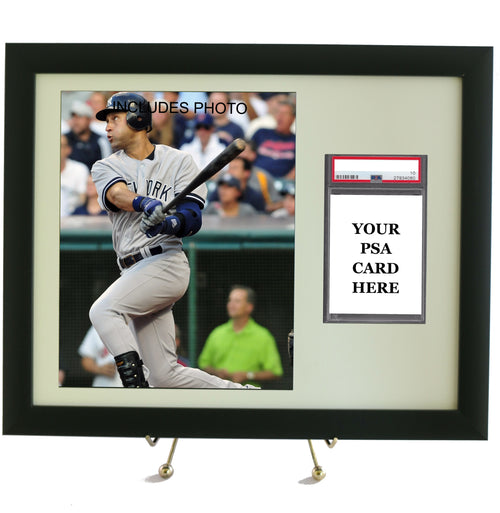 Graded Sports Card Frame for YOUR PSA Derek Jeter Card (INCLUDES PHOTO)