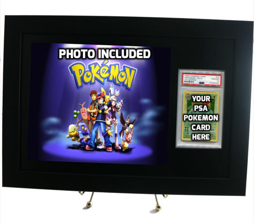 Pokemon Card Frame for YOUR PSA Pokemon Card-Black Design (INCLUDES PHOTO)