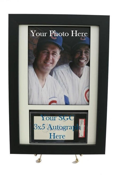 Autograph Framed Display for an SGC/JSA Slabbed 3 x 5 Autograph with an 8 x 10 Vertical Photo Opening