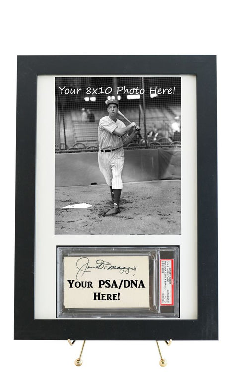 Framed Display for a PSA/DNA Slabbed 3 x 5 Autograph with an 8 x 10 Vertical Photo Opening