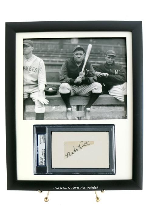 Framed Display for a PSA/DNA Slabbed 3x5 Autograph with an 8 x 10 Horizontal Photo Opening