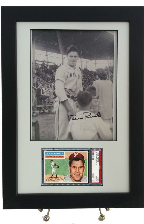 PSA Sports Card Frame for a PSA Horizontal Card w/ an 8 x 10 Vertical Photo Opening (White Design)