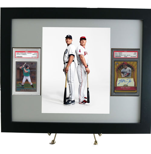 Sports Card Frame for (2) PSA Graded Vertical Cards & 8 x 10 Vertical Photo Opening