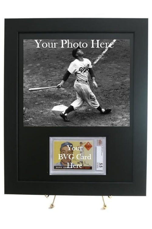 Sports Card Frame for a BVG (Beckett) Graded Horizontal Card with an 8 x 10 Horizontal Photo Opening (Black Design)