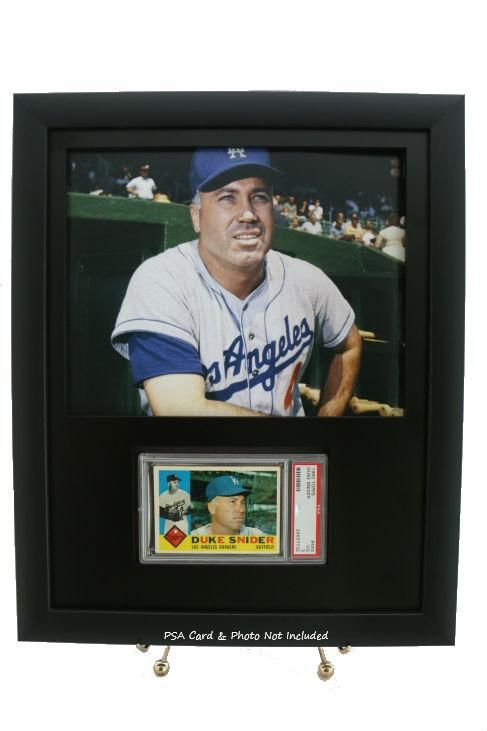 Sports Card Frame for a Graded Horizontal PSA Card with an 8 x 10 Horizontal Photo Opening (Black Design)