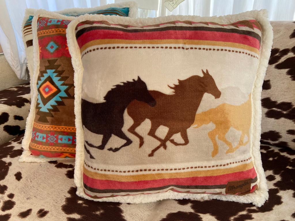 Wrangler Running Horses Throw Pillow Sherpa – Deer Creek Mercantile