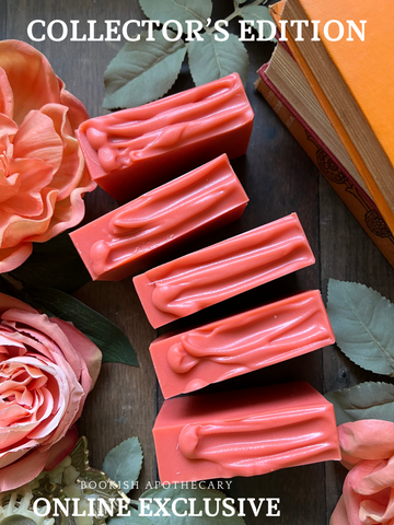 Slow Burn Handmade Soap five orange soaps scented with pomegranate, rose and chili pepper.