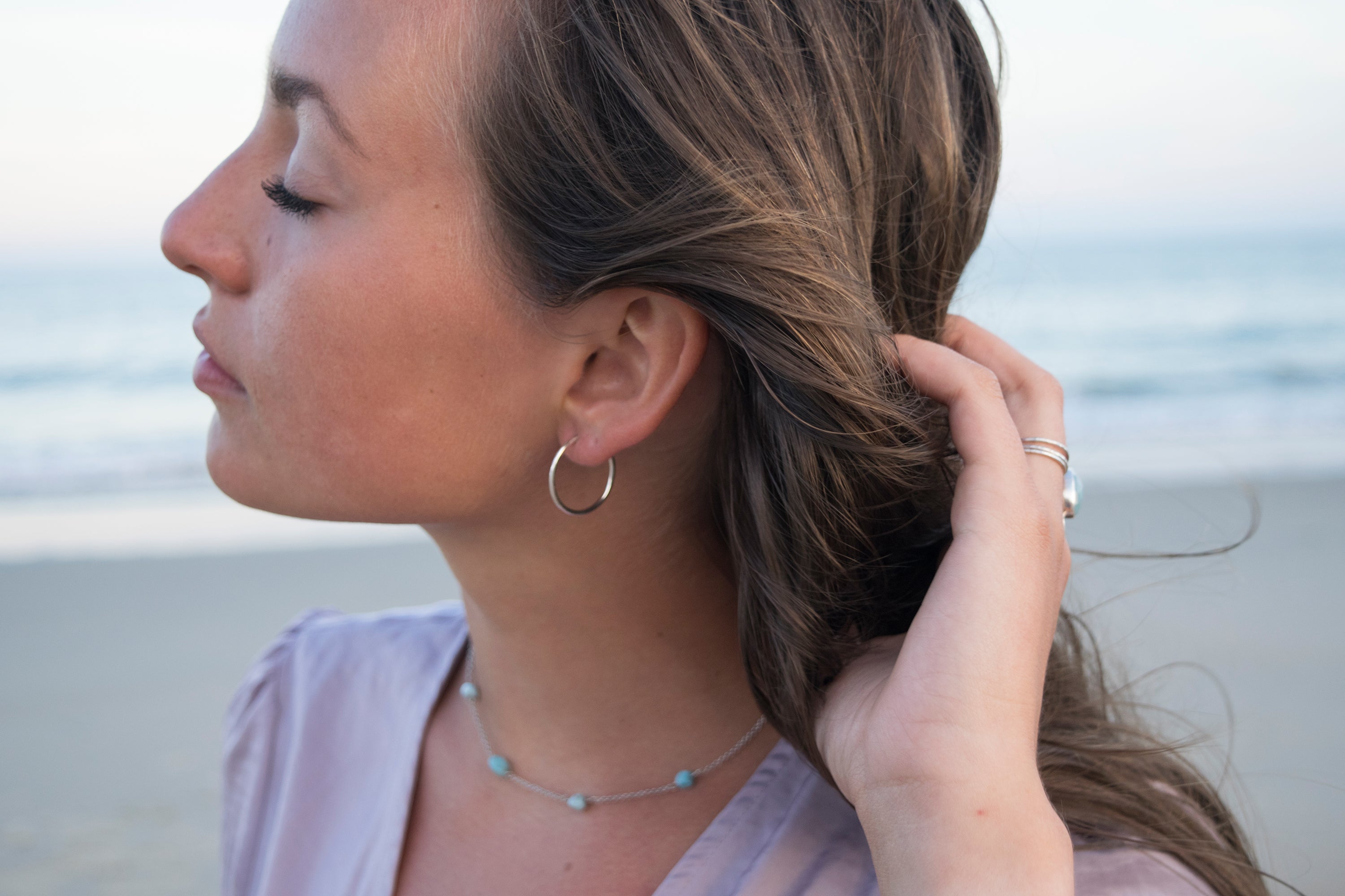 Small Eclipse Hoops - Silver