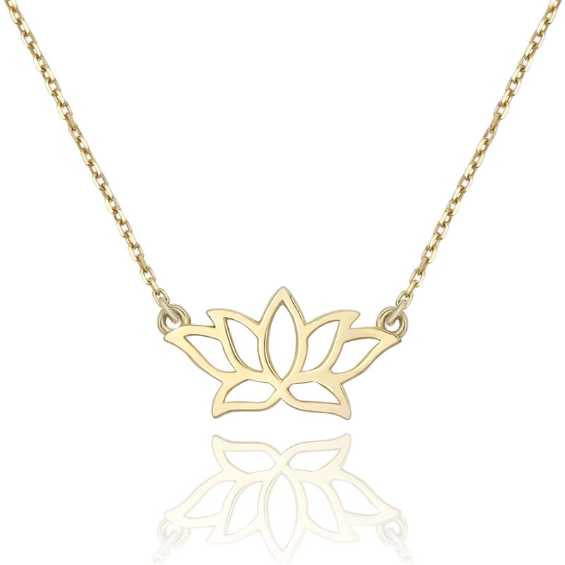 14k Yellow Gold Plated Tiny Lotus Flower Necklace | Gold Layering ...