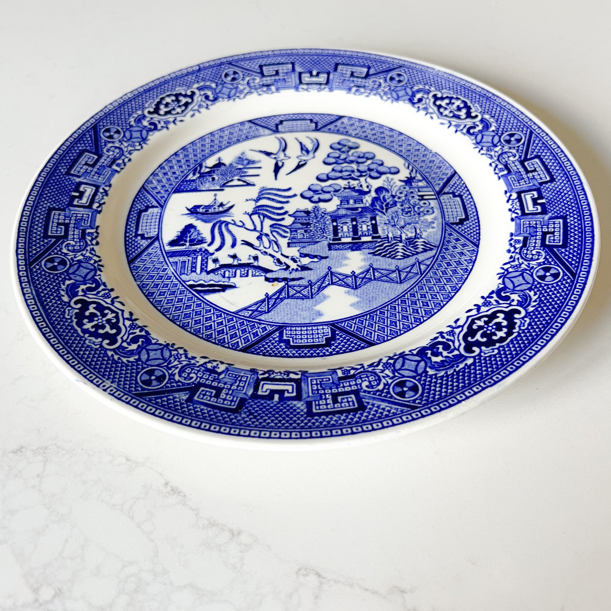 Gingham Blue Homer Laughlin Fine Tableware Plate â€“ BelleStyle