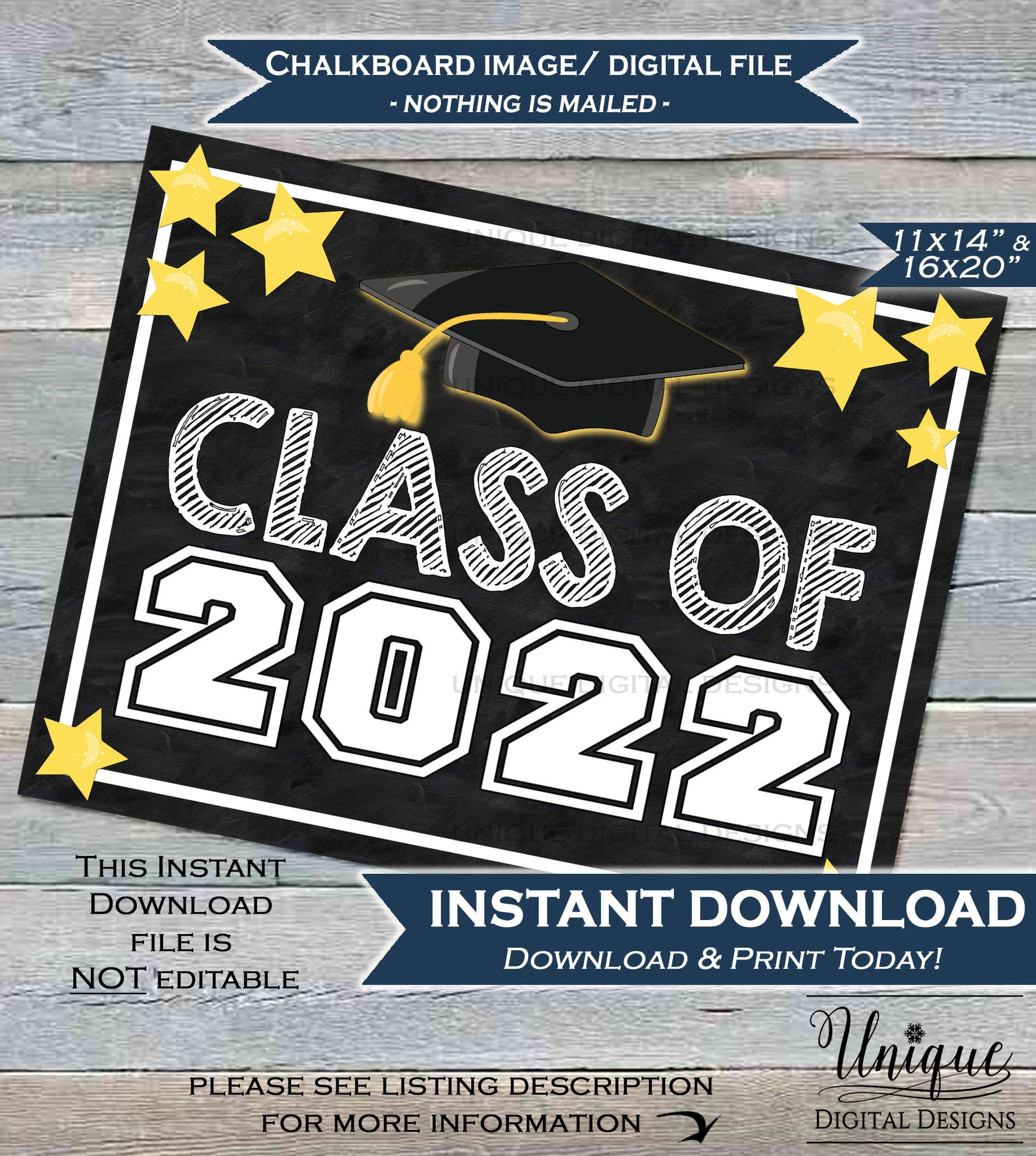 Class of 2022 Sign Class of 2022 Chalkboard Graduation Starting High S